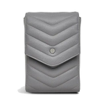 Radley's Rowe Avenue Quilted Grey Phone Cross Body Bag has a quilted design on the soft-grain leather.