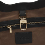 Inside the BOSS Lenah Black Leather New Tote Bag with Metallic Logo.