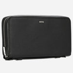 The BOSS logo on the front of the New Crosstown Black Grained Leather 16CC Organiser.