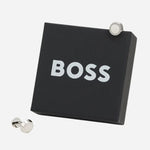 The gift box for the Simony Round Brass Cufflinks with White Enamel Insert.