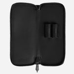 Inside the Extreme 3.0 Black Leather Two Pen Pouch with Zip.