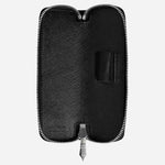 Inside the Sartorial Black Leather One Pen Pouch with Zip.