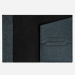 Inside the Sartorial Tweed Blue Leather Passport Holder with 3CC.