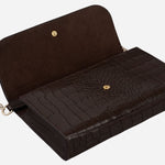 Base of the The Rathbone Faux Croc Dark Oak Micro Flapover Cross Body Bag.