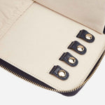 Necklace snaps inside the Maria Smooth Navy Leather Jewellery Portfolio.