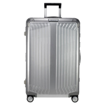 Samsonite's Lite-Box Alu Spinner Suitcase, Silver 76 cm weighs 7.4 kg so it is quite heavy.