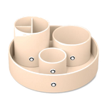 Montblanc's Ivory Lacquer Round Desk Tray, Large has the snowcap emblem which is palladium plated.