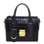 This Radley Black Faux Croc Mayfair Lane Small Multiway Bag features small grab handles.