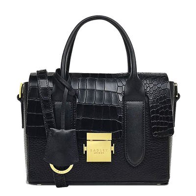 radley black mayfair lane faux croc multiway grab bag