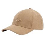 This BOSS Beige Corduroy Cap with Embroidered Logo has a matching beige logo on the front that has been embroidered.