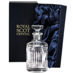 This Royal Scot Crystal Art Deco 50cl Round Spirit Decanter will be presented inside a satin-lined gift box.