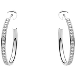 Georg Jensen 18K White Gold Magic Diamond Hoop Earrings.