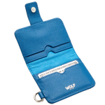wolf 1834 blue mimi credit card holder with wristlet inside