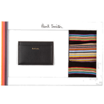 This Signature Stripe Card Holder & Socks Gift Set has been designed by Paul Smith.
