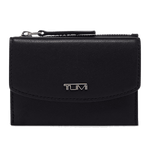 This TUMI Belden Flap Card Case in Black has 2CC and a zip pocket.