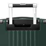 This #MY4810 Compact Cabin Trolley Case British Green by Montblanc comes with four spinner wheels and a carry handle as well as the pull-out handle.