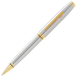 This Chrome Coventry Ballpoint Pen with Gold Trim was designed by Cross.