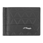 This S.T. Dupont Firehead Soft Leather 6CC Wallet with Money Clip has a geometric pattern embossed on the leather.