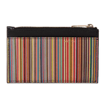 This Black 'Signature Stripe' Leather 4CC Zip Pouch by Paul Smith has 4 card slots so you can stay organised without having a heavy wallet.