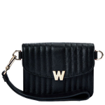 WOLF 1834's Black Mimi Mini Bag with Wristlet features a detachable body strap.