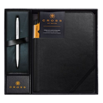 The Classic Century Lustrous Chrome Ballpoint Pen and Black Journal Gift Set by Cross.