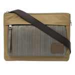 Paul smith's Men's 'Signature Stripe' Khaki Cross Body Bag is made out of nylon with a mesh panel on the front.