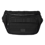 This Men's Black 'Shadow Stripe' Expandable Waistpack Bag by Paul Smith has a front zip pocket and a main compartment that is expandable.