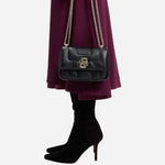 The Black Faux Leather Quilted Shoulder Bag with Double B Monogram by BOSS.