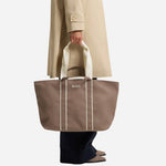 The Brown and Cream Palmah Tote with Logo Straps by BOSS.