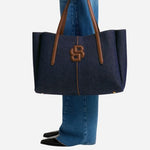 The Cotton-Denim Anett Tote Bag with Double 'B' Monogram by BOSS.