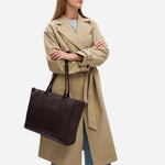 The Oak Street Dark Oak Brown Medium Zip Top Tote Bag by Radley.
