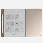 The Montblanc logo on the 64 GB Digital Paper Tablet in Elixir Gold with Digital Pen.