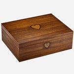 Side view of the Sleeping Beauty Ballet Musical Jewellery Box in Turquoise and Walnut Wood.