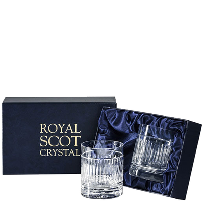 royal scot crystal art deco large on the rocks tumblers packaging