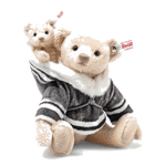 Steiff's Mama Teddy Bear with Baby, 23 cm is made with mohair and cotton.