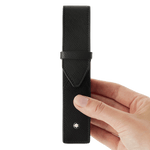Sartorial Pen Pouch Black Leather By Montblanc With Textured Leather For 1 Pen.