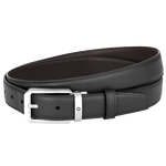 This is the Montblanc Business Line Trapeze Stainless Steel & Black/Brown Saffiano Pin Buckle Belt.