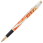 This Cross Wanderlust Antelope Canyon Fountain Pen is made out of lacquer with a gold-plated nib that has the Cross engraving and rose gold trims.