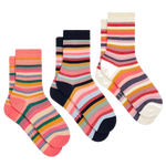 Paul Smith's Multicoloured Glitter 'Swirl Stripe' Socks 3Pack comes in a branded box with a clear window.