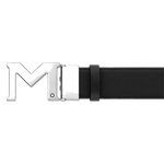 This is the Montblanc Casual Line M Shaped Palladium-Coated Black Belt.