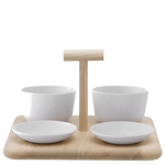 LSA International's Standard Dine Quad Set with Oak Base is perfect for nibbles.