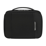 This Samsonite Respark Weekender Wash Bag Ozone Black has a top handle and a dual zip into the main compartment, with gunmetal hardware.