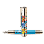 Montblanc's Great Characters Andy Warhol Fountain Pen Limited Edition 100 is made out of precious lacquer in blue with solid 18 K gold.