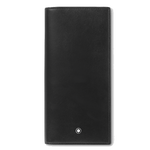 Montblanc's Meisterstück 14CC Black Leather Wallet with Zip has a snowcap emblem on the front for branding.