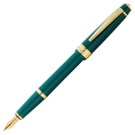 This Cross Bailey Light Dark Green Fountain Pen has gold trims including the clip, cap rings, cap top, and the stainless steel nib.