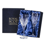 This Royal Scot Crystal London 2 x 32cl Large Wine Glasses comes in a presentation box that is lined with blue satin.