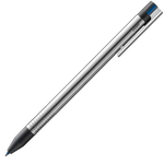 Multisystem stainless steel pen with black, blue & red ink.