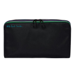 This PS Black 'Sports Stripe' Wash Bag by Paul smith is made out of nylon with cow leather trims in black.