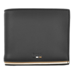 This BOSS Ray Faux Leather 8CC Bifold Wallet has a smooth finish with the three stripe detailing along the bottom edge.