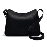 Radley's Westwell Lane Medium Zip-Top Leather Cross Body Bag has the brand name on the front in silver foil embossing.